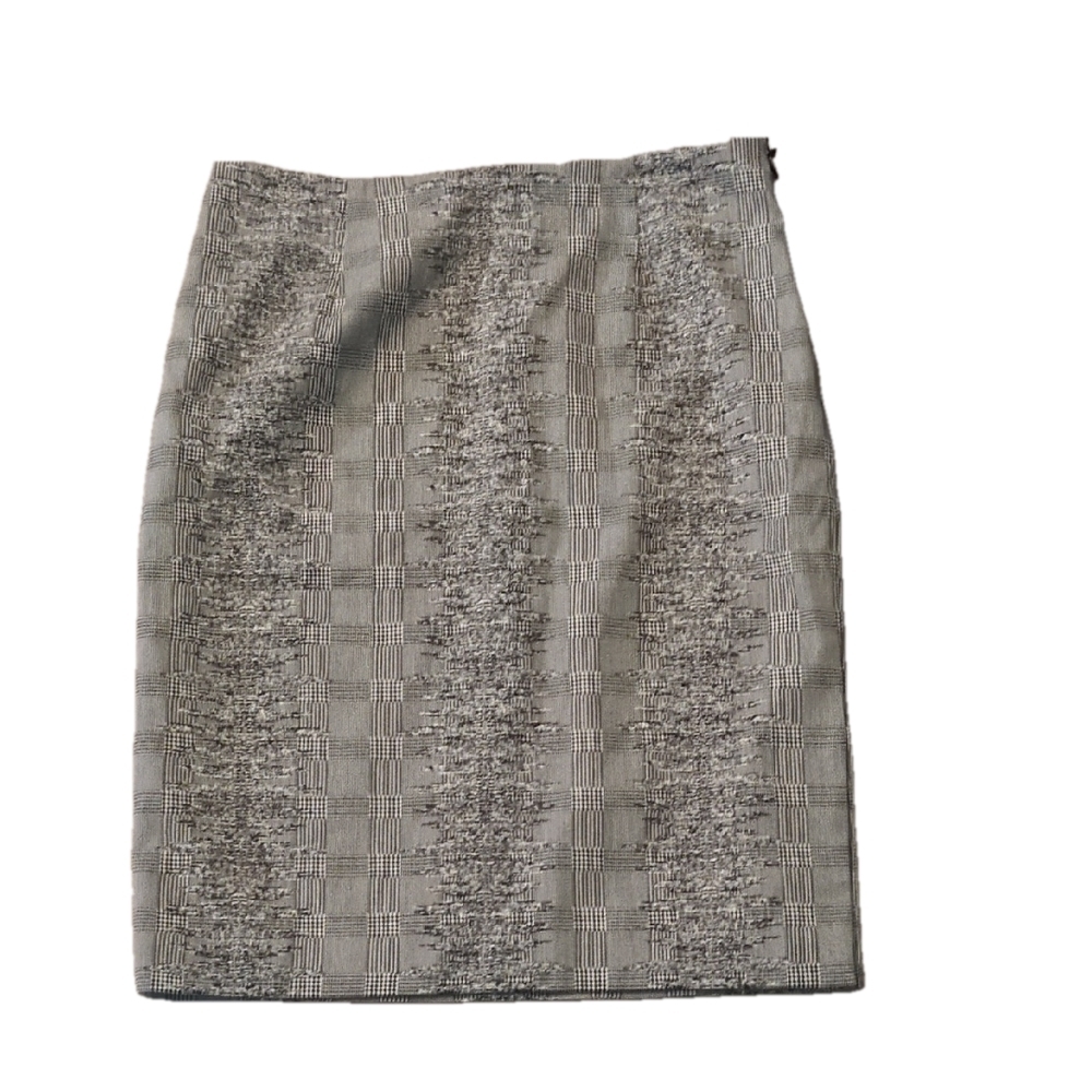 Worth Black White Glen Plaid Border Stripe Skirt Size 6